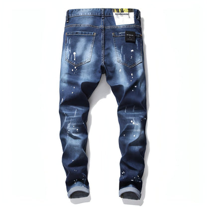 Famous Men slim jeans by Carmine Juneberry, showing dark denim pants with five-pocket design and modern slim fit for men.