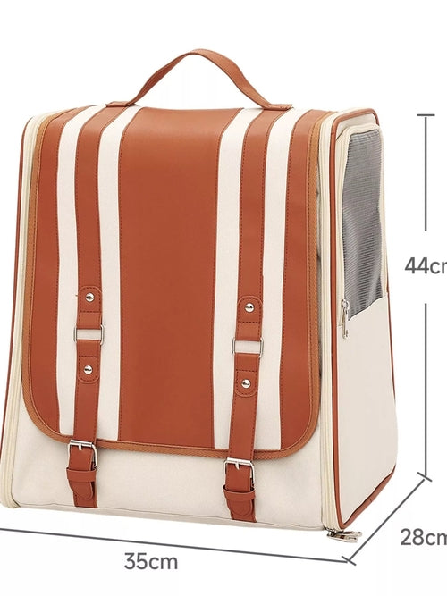 Pear Daisy portable breathable pet carrier backpack for small pets, featuring mesh panels and adjustable straps for comfort.