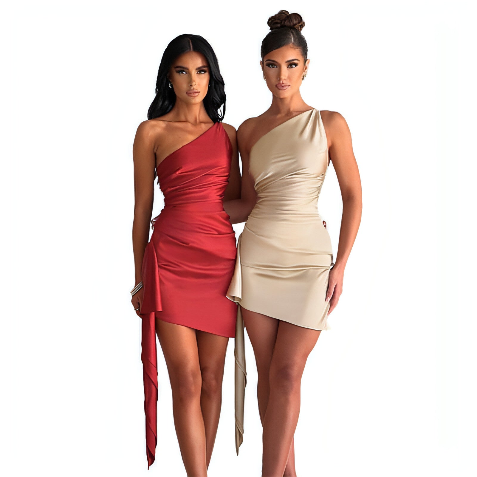 Carmine Juneberry sleeveless slim fit crossbody dress in a sleek design, shown in a stylish, form-fitting silhouette.