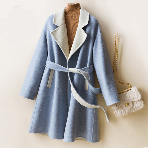 Ladies wool double-faced coat by Carmine Juneberry, showcasing classic style and cozy warmth in a tailored jacket.