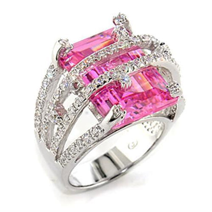 Rhodium 925 sterling silver ring with AAA grade cubic zirconia in rose, designed by Turquoise Tiger, showcasing elegant jewelry style.