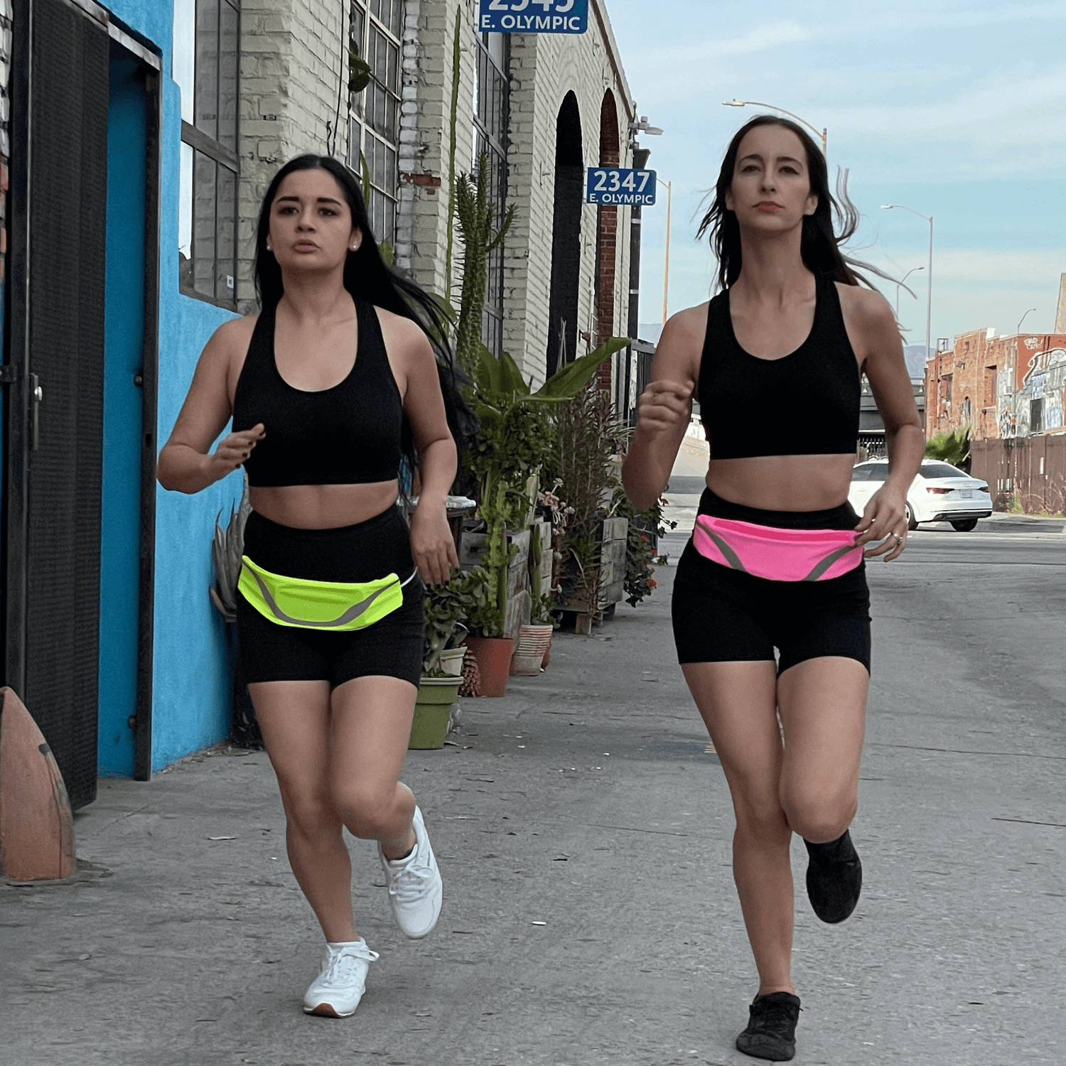 Black Lavender water-resistant sport waist pack with reflective strip, ideal for running and outdoor activities.