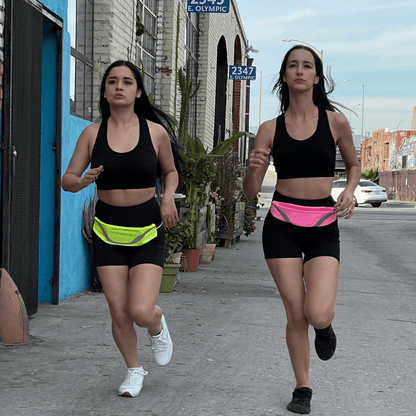 Black Lavender water-resistant sport waist pack with reflective strip, ideal for running and outdoor activities.