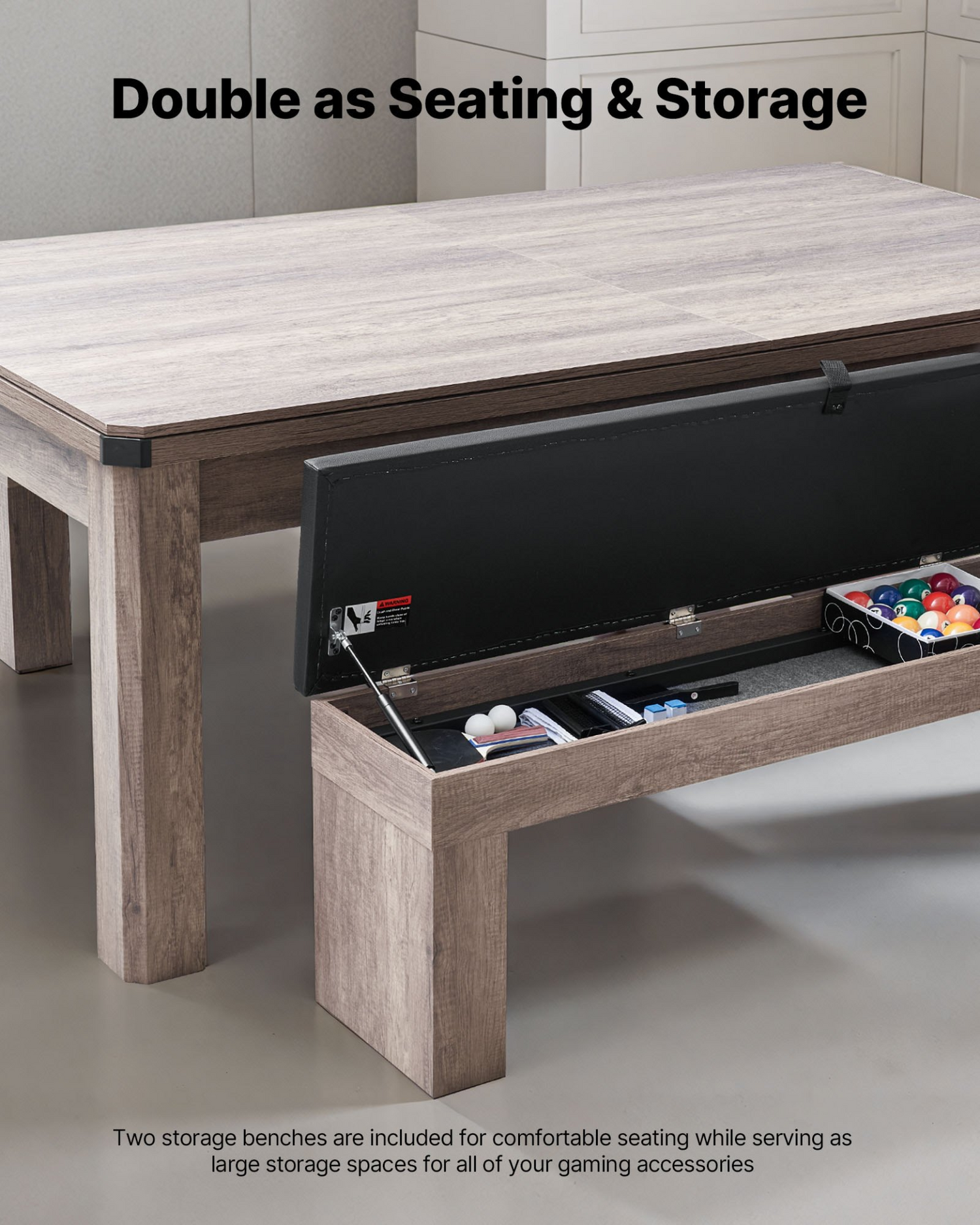 Start2Finish 7ft multi-game pool table combo with dining top, ping pong, benches, cue rack, and accessories for family recreation.