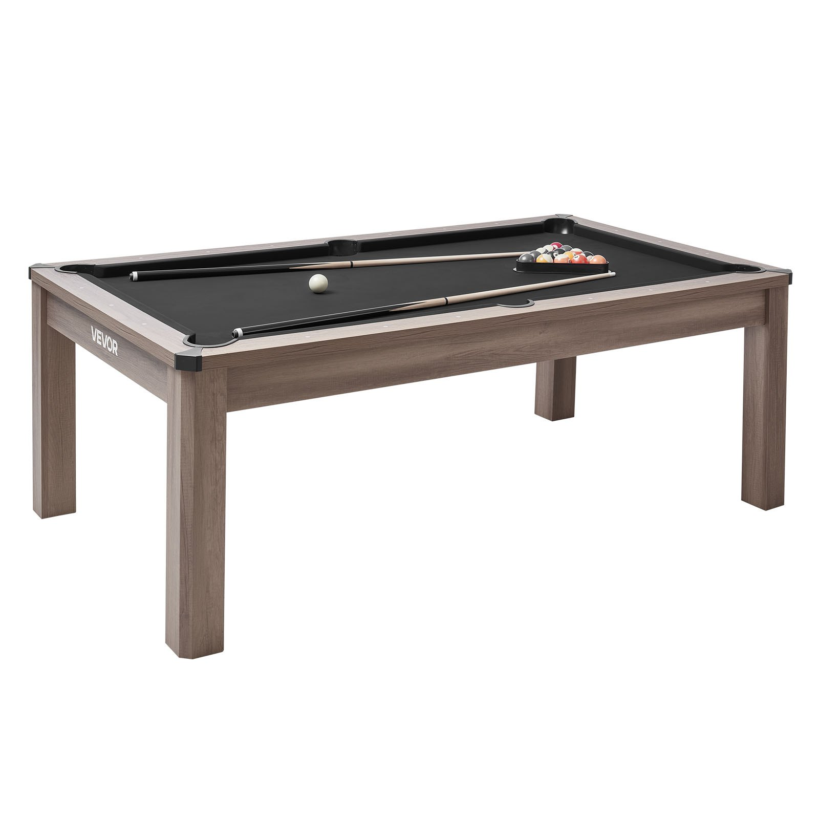 Start2Finish VEVOR 7ft pool table combo set with multi-game surfaces, benches, billiards, ping pong, and accessory storage.