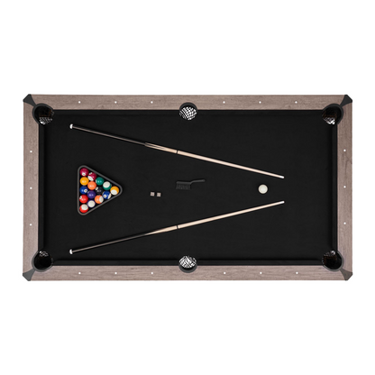 Start2Finish VEVOR 7ft pool table combo with dining top, ping pong, benches, ball rack, cue, chalk, and brush for family recreation.