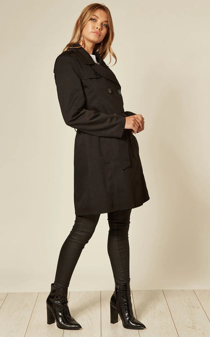 Black Rose Eleusis military double-breasted trench coat for spring and summer, stylish jackets and coats for women.