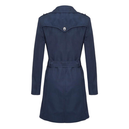 Navy spring/summer military double-breasted trench coat by Rose Eleusis, stylish jacket with button detailing and classic design.