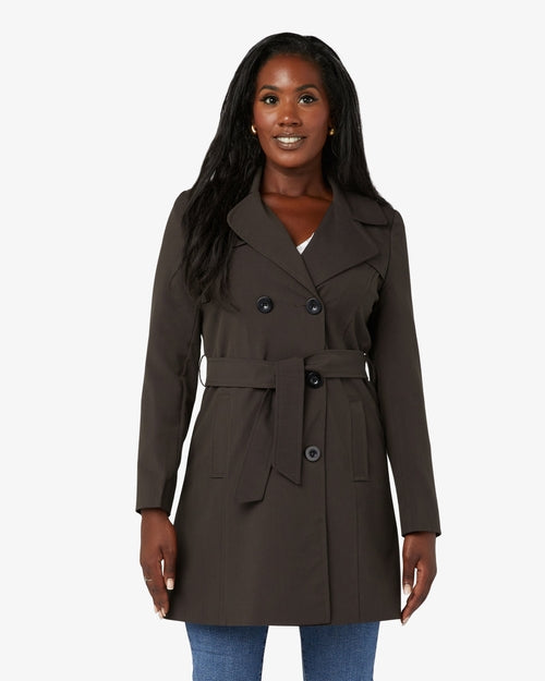 Brown Rose Eleusis military double-breasted trench coat for spring and summer, featuring classic design and tailored fit.
