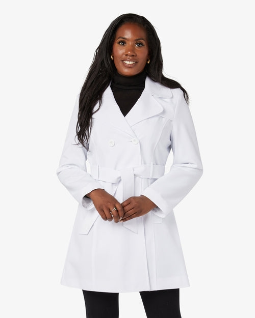 White Rose Eleusis military double-breasted trench coat for spring and summer, stylish jacket with button details and classic design.