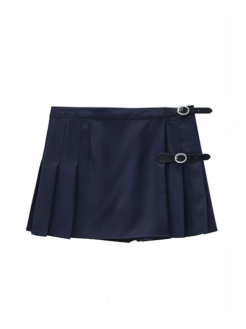 Carmine Juneberry pleated skirt with flowy fabric and midi length, displayed on a neutral background.