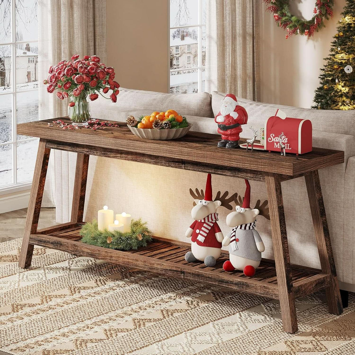 70.9 Inches Entryway Console Table Farmhouse Rustic