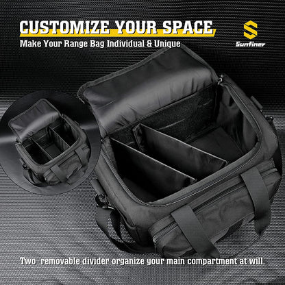 Amethyst Osage Sunfiner tactical range bag with multiple compartments and magazine gear for sports and outdoor shooting activities.