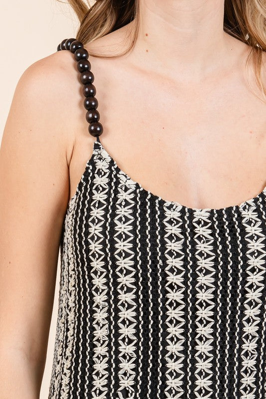 Jade Icarus GeeGee plus size striped scoop neck beaded strap maxi cami dress, featuring a fitted silhouette and vibrant pattern.