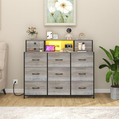 Charcoal Long Dresser With Integrated Power Outlets