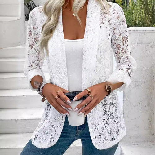 Pear Daisy lace blouse jacket with intricate lace details, lightweight and stylish for home and garden fashion.