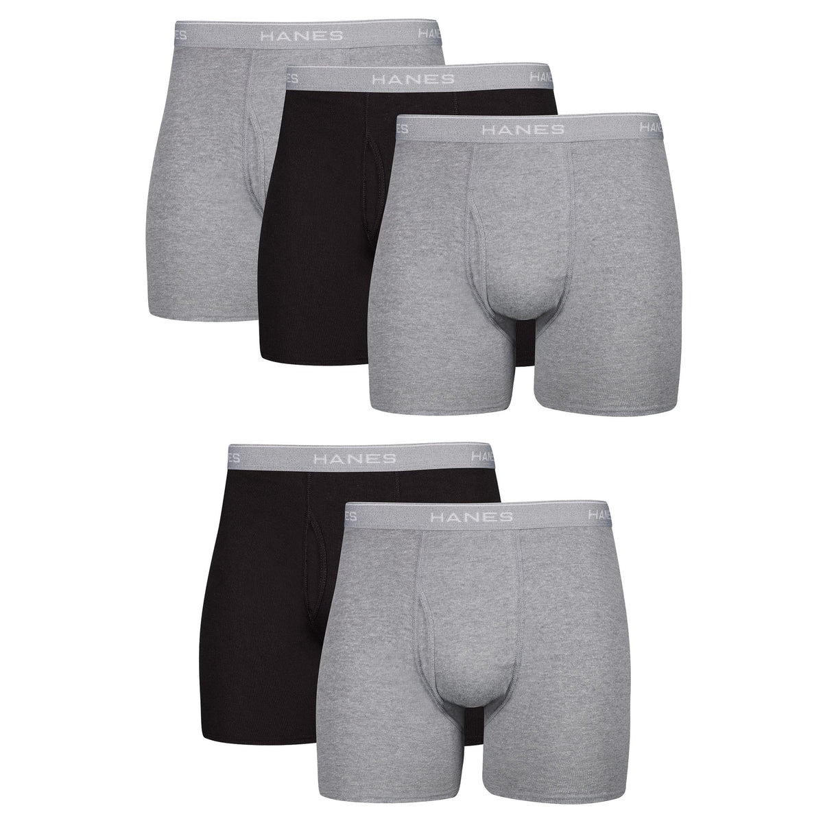 Hanes mens Underwear Boxer Briefs Pack, Cool &amp; Breathable Cotton Moisture-wicking Underwear for Men, No Ride Up