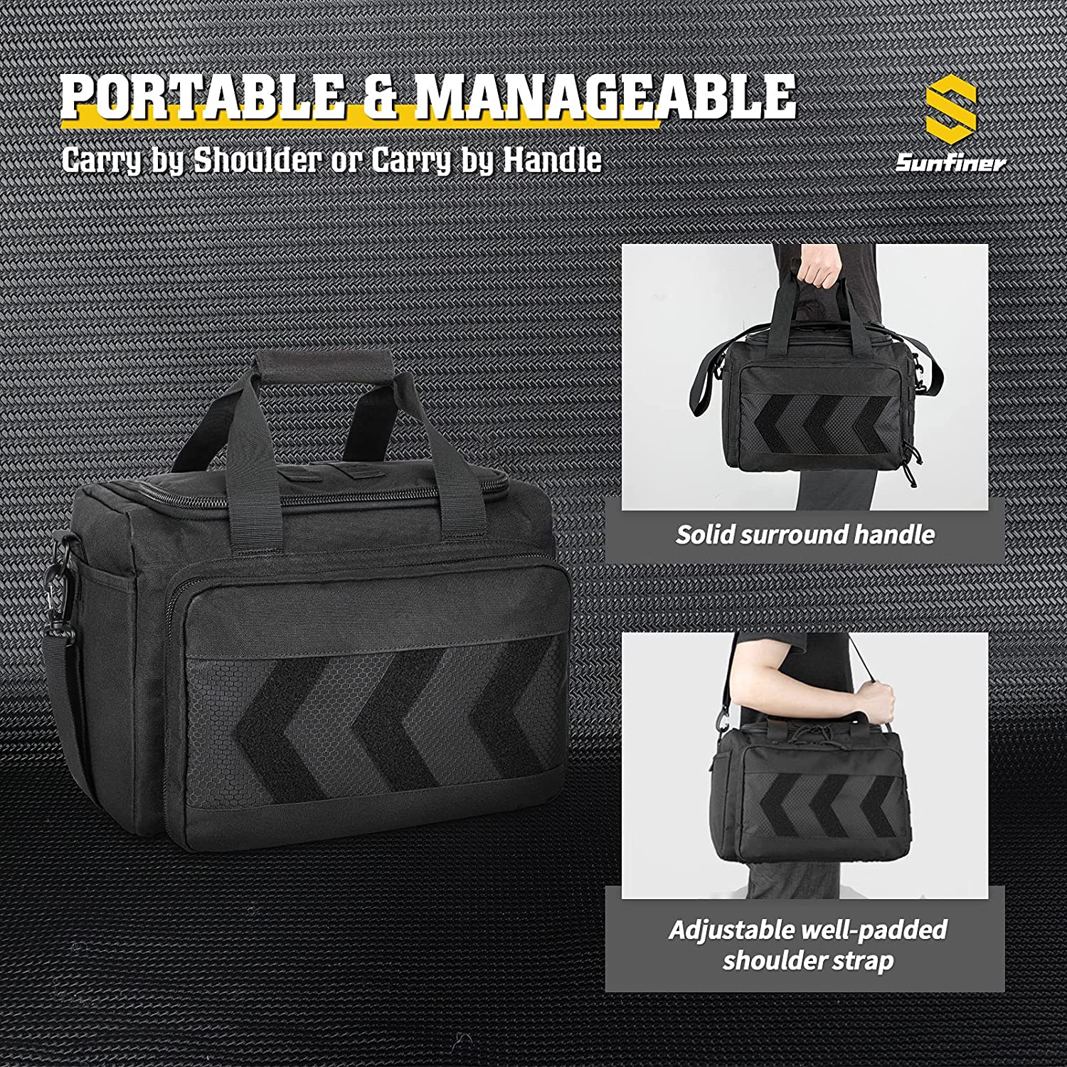 Amethyst Osage Sunfiner multi-function tactical range bag with magazine gear, durable black sports and outdoor storage bag