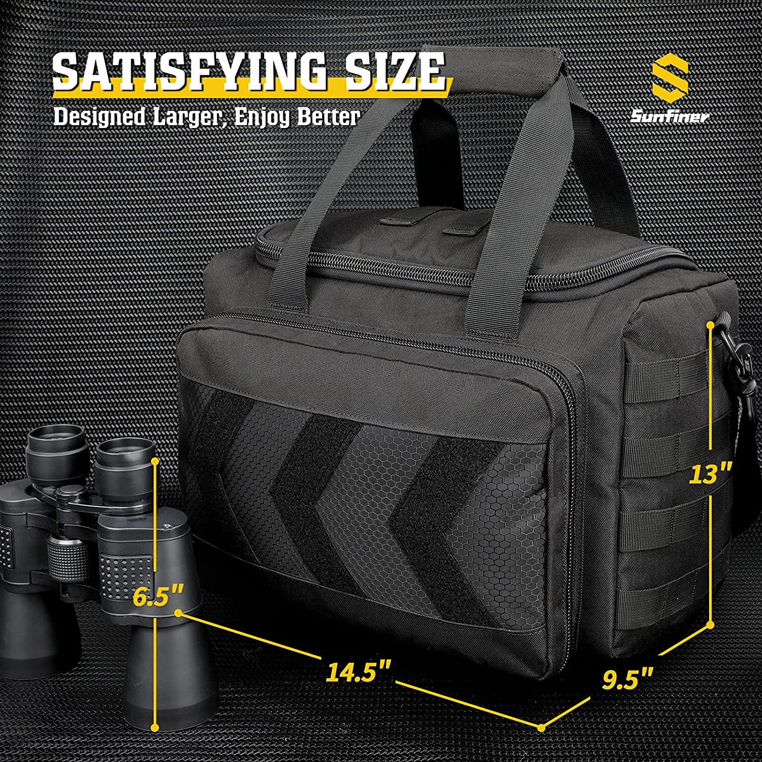 Amethyst Osage Sunfiner tactical range bag with multiple compartments, magazine gear storage, and durable nylon construction.