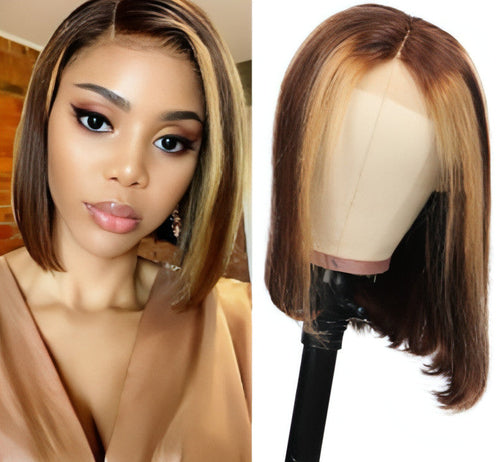 Carmine Juneberry EternaWave Wig Bob made of real hair, styled with soft, natural-looking waves and a sleek bob cut.