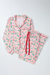 Byzantium Bay Christmas Holly top and shorts pajama set, festive red and green holiday matching sleepwear for women.