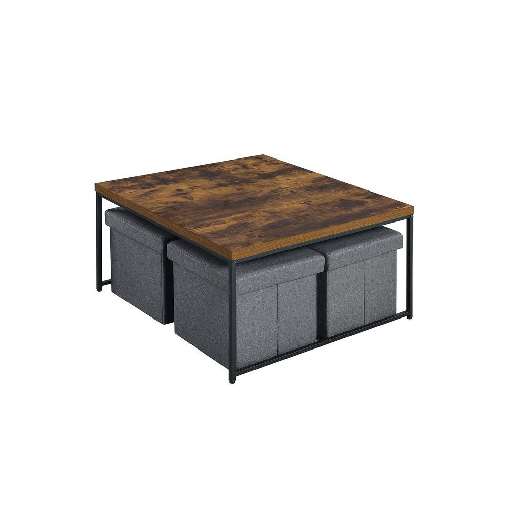 Start2Finish Caitlin weathered oak wood grain 5-piece coffee table set with modern design and natural wood finish.