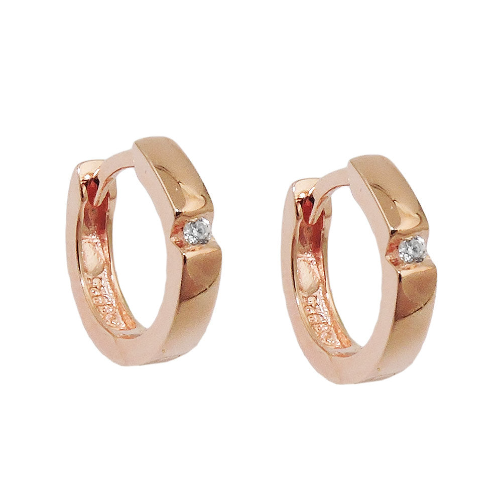 Red-gold plated silver 925 hoop earrings from Harlequin Sam, showcasing sleek and shiny jewelry design.