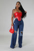 Jade Icarus Jade Wide Leg Jean in dark denim, showcasing relaxed fit with wide legs and classic jean styling.