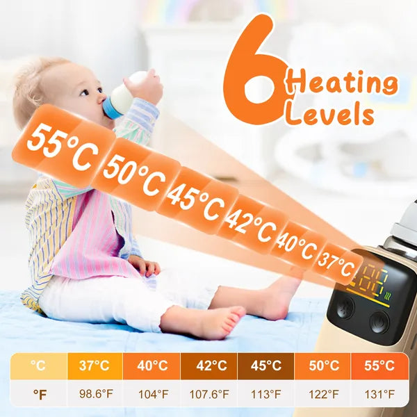 Pear Daisy portable bottle warmer with night light for baby milk and formula, compact design for home and on-the-go use.