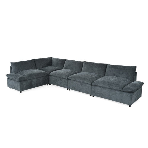 Carmine Juneberry LuneluX_Home 115.5-inch deep gray modular sectional sofa with built-in storage, modern furniture for living room.