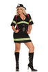 Brown Sooty Ms. Blazin Hot 2-piece lingerie costume with dress and belt, featuring bold, fiery design and fitted silhouette.