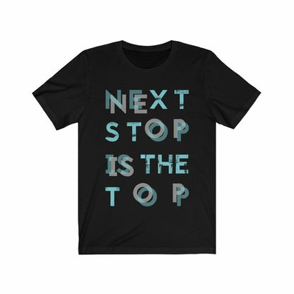 Plum Charlie "Next Stop is The Top" T-shirt featuring a stylish graphic design on soft fabric.