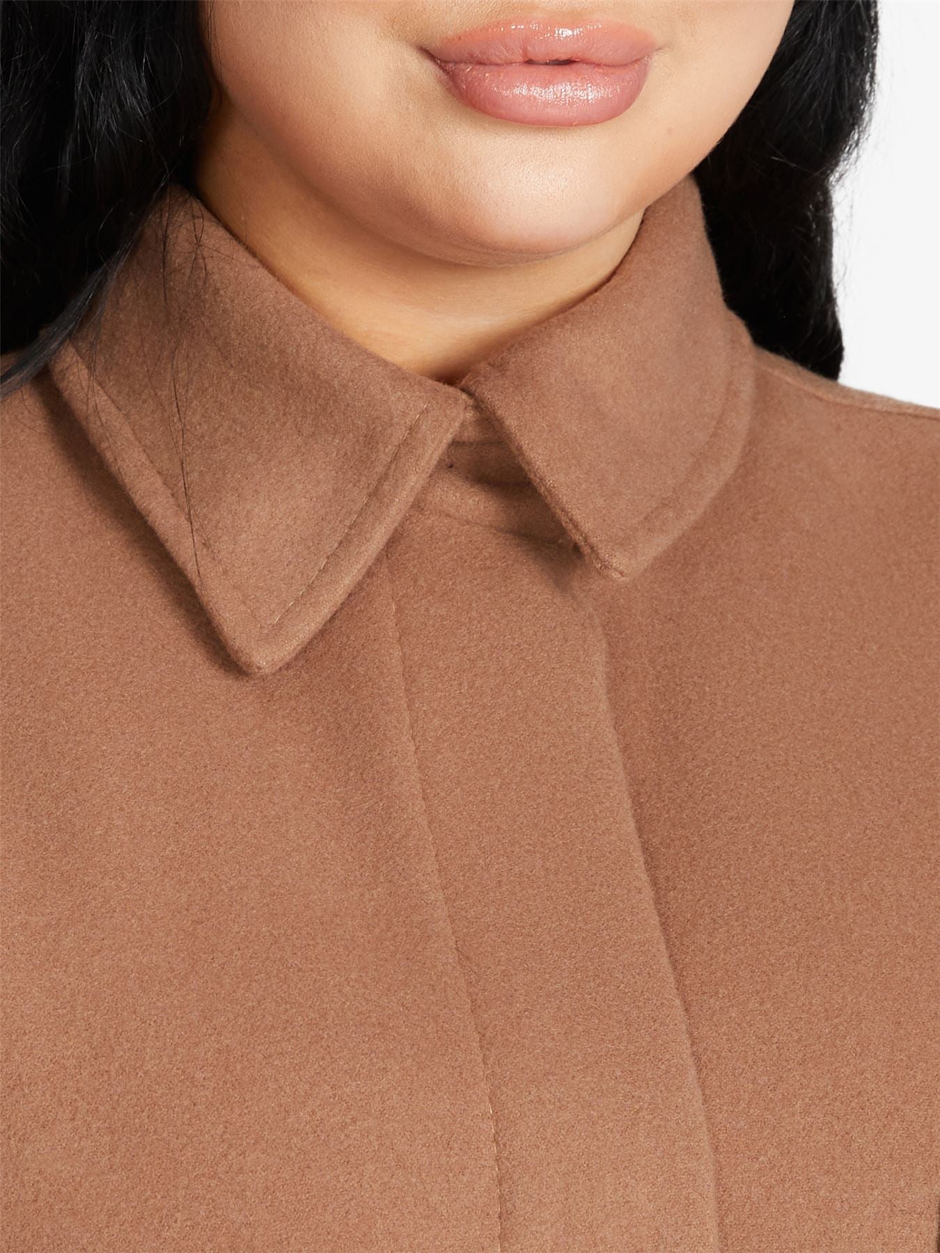 Oversized patch pocket shacket by Rose Eleusis, a stylish jacket with large front patch pockets and relaxed fit.