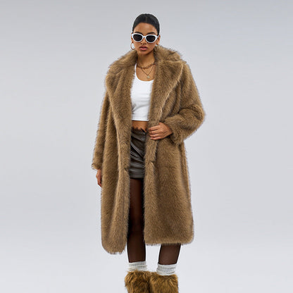 Carmine Juneberry Royal Faux Fur Maxi Coat in 25 Edition, stylish jacket with plush faux fur in a long, elegant design.