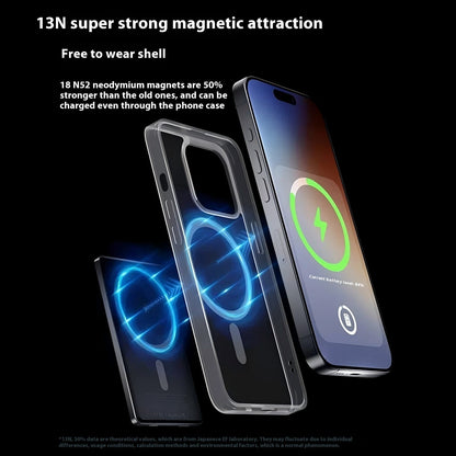 Gray titanium power bank with magnetic alloy shell, portable Gold Penelope tech accessory for charging devices.