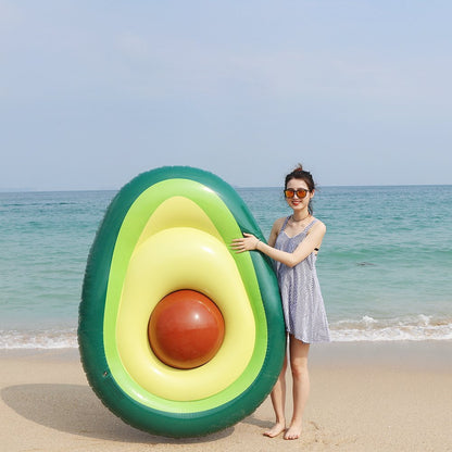 Maroon Asteria inflatable giant avocado pool float with green and brown avocado design, perfect for swimming and lounging in the pool.