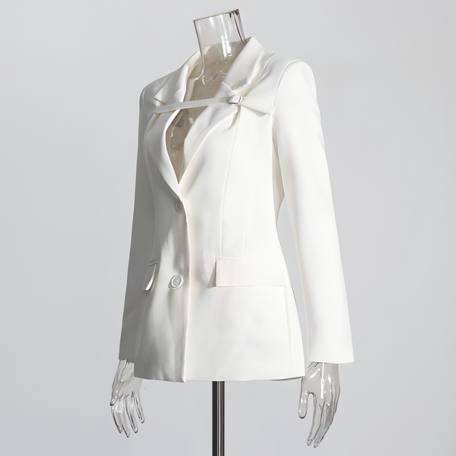 Fashion slim fit patchwork suit jacket for women by Carmine Juneberry, featuring stylish design and tailored fit.
