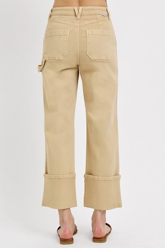 Jade Icarus Risen full-size high-rise wide straight cuffed patch jeans in plus size, shown with distressed denim and cuffed hems.
