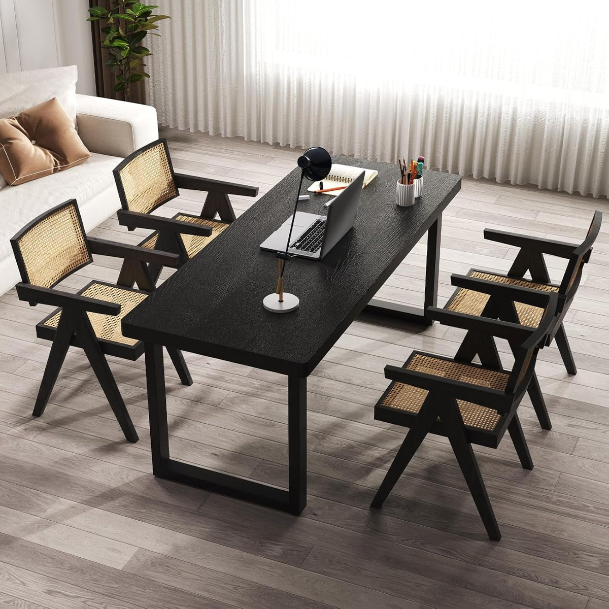 Forty  Seven Inch Black Solid Wood Desk Scratch Resistant Finish