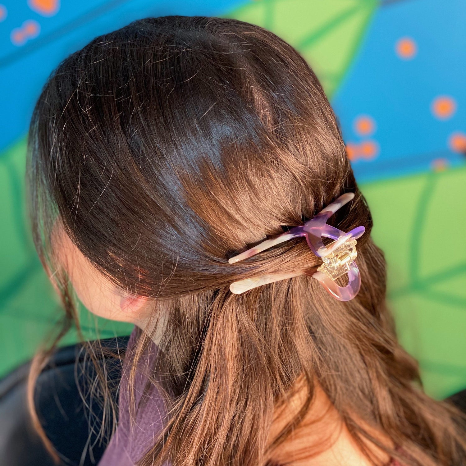 Fuchsia Hercules Barely There Hair Claw jewelry accessory in gold-tone finish, designed for stylish hair securing and decoration.
