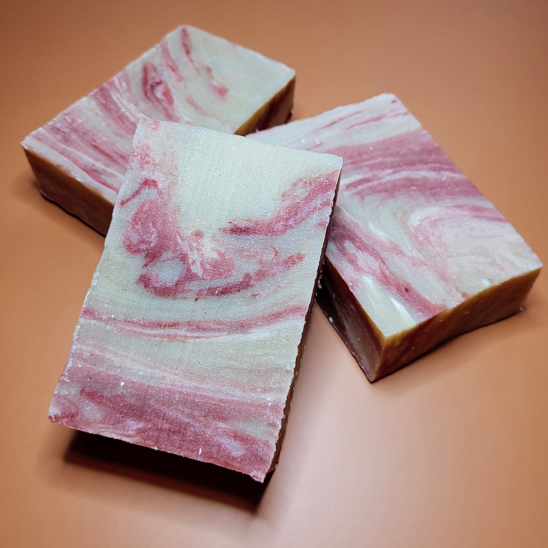 Start2Finish Peaches and Cream goat milk soap bar for bath and body, with a creamy peach scent and smooth texture.