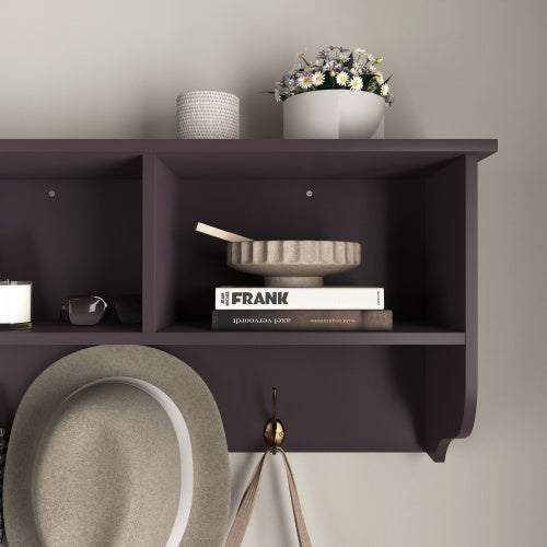 Pear Daisy espresso wall-mounted coat rack with four dual hooks, ideal for entryway or living room organization.