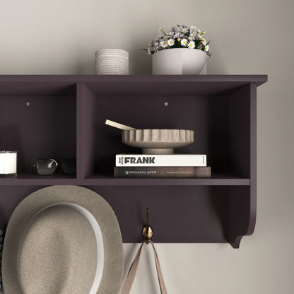 Pear Daisy espresso wall-mounted coat rack with four dual hooks, ideal for entryway or living room organization.