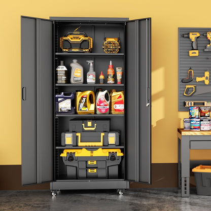 Industrial Grade 73 Inch Black Garage Cabinet Durable