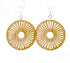 Red Sunflower Tribal Sun Bamboo Earrings, lightweight jewelry with intricate tribal sun design and natural bamboo material.