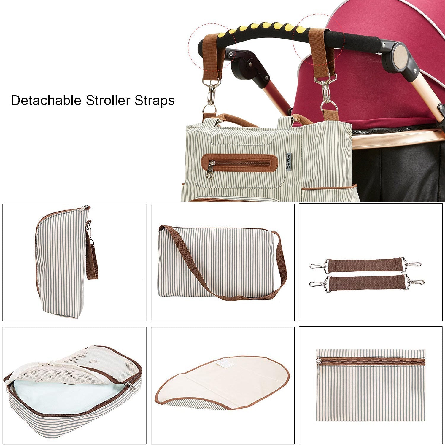 Large white diaper bag by Maroon Asteria, spacious parenthood accessory with multiple compartments for baby essentials.