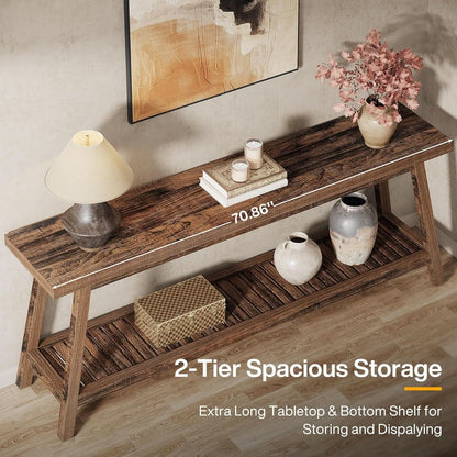 70.9 Inches Entryway Console Table Farmhouse Rustic