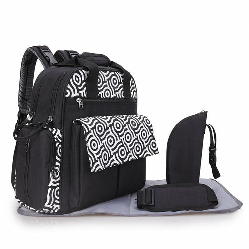 Large capacity Maroon Asteria Mommy Bag Suit with multiple compartments, designed for carrying essentials and baby items.