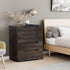 Dark brown Peach Maple 4-drawer dresser with wooden handles, ideal for bedroom storage and organization.