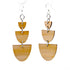 Red Sunflower stacked half stone bamboo earrings with layered, natural wood and stone design, stylish and lightweight jewelry.